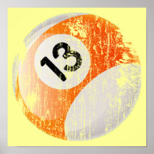Grunge Style Number 13 Billiards Ball Poster
