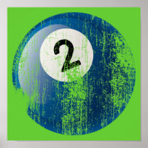 Grunge Style Number 2 Billiard Ball Posters
