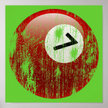 Grunge Style Number 7 Billiards Ball Poster