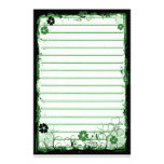 Grunge Swirl Flowers Lined Stationery White Green