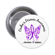 Grunge Tattoo Butterfly 6.1 Crohn's Disease Button