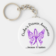 Grunge Tattoo Butterfly 6.1 Crohn's Disease Keychain