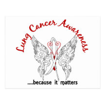 Grunge Tattoo Butterfly 6.1 Lung Cancer Postcards