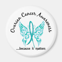 Grunge Tattoo Butterfly 6.1 Ovarian Cancer Magnet