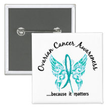 Grunge Tattoo Butterfly 6.1 Ovarian Cancer Pin