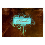 Grunge Thank You Card Flower blue Brown