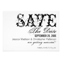 Grunge Typography Save the Date, Black Personalized Announcements