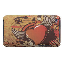 grunge winged heart floral vector abstract Case-Mate iPod touch case