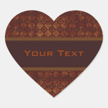 Grungy Crimson Pattern Heart Stickers