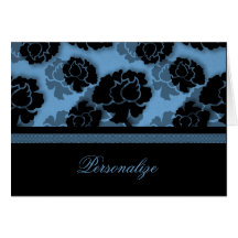 Grungy Floral Decadence Customisable Card, Blue