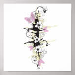 Grungy flowers Poster