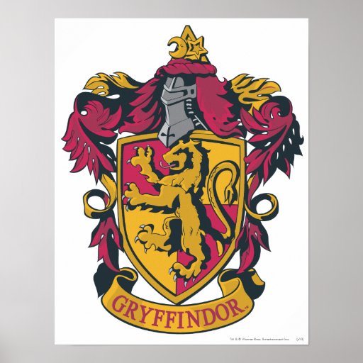 Gryffindor crest red and gold poster