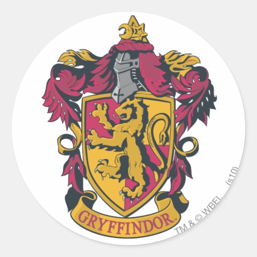 Gryffindor crest red and gold round sticker