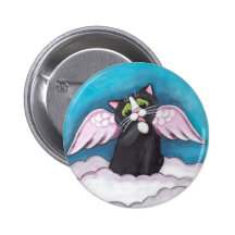 Guardian Angel Cat Button
