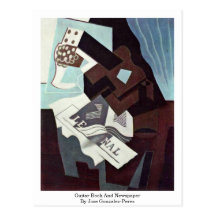 Guitar Book And Newspaper By Jose Gonzalez-Perez Postcards