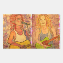Guitar Girls Rectangle Stickers