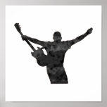 guitar player hands up faded shadow patchy print