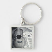Guitar & Sheet Music Keychain