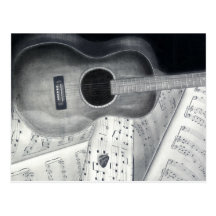 Guitar & Sheet Music Postcard