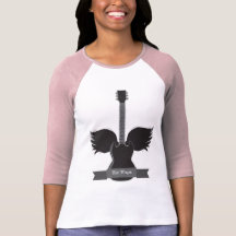 Guitar Wings Ladies Raglan Tee Shirt