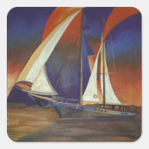 Gulet Under Sail Square Stickers