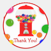 Gumball Machine Birthday Party Thank You Stickers