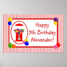 Gumball Machine Happy Birthday Banner Poster