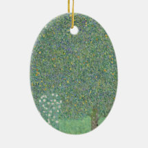 Gustav Klimt - Rosebushes under the Trees Christmas Ornament
