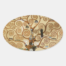 Gustav Klimt Tree Of Life Oval Sticker