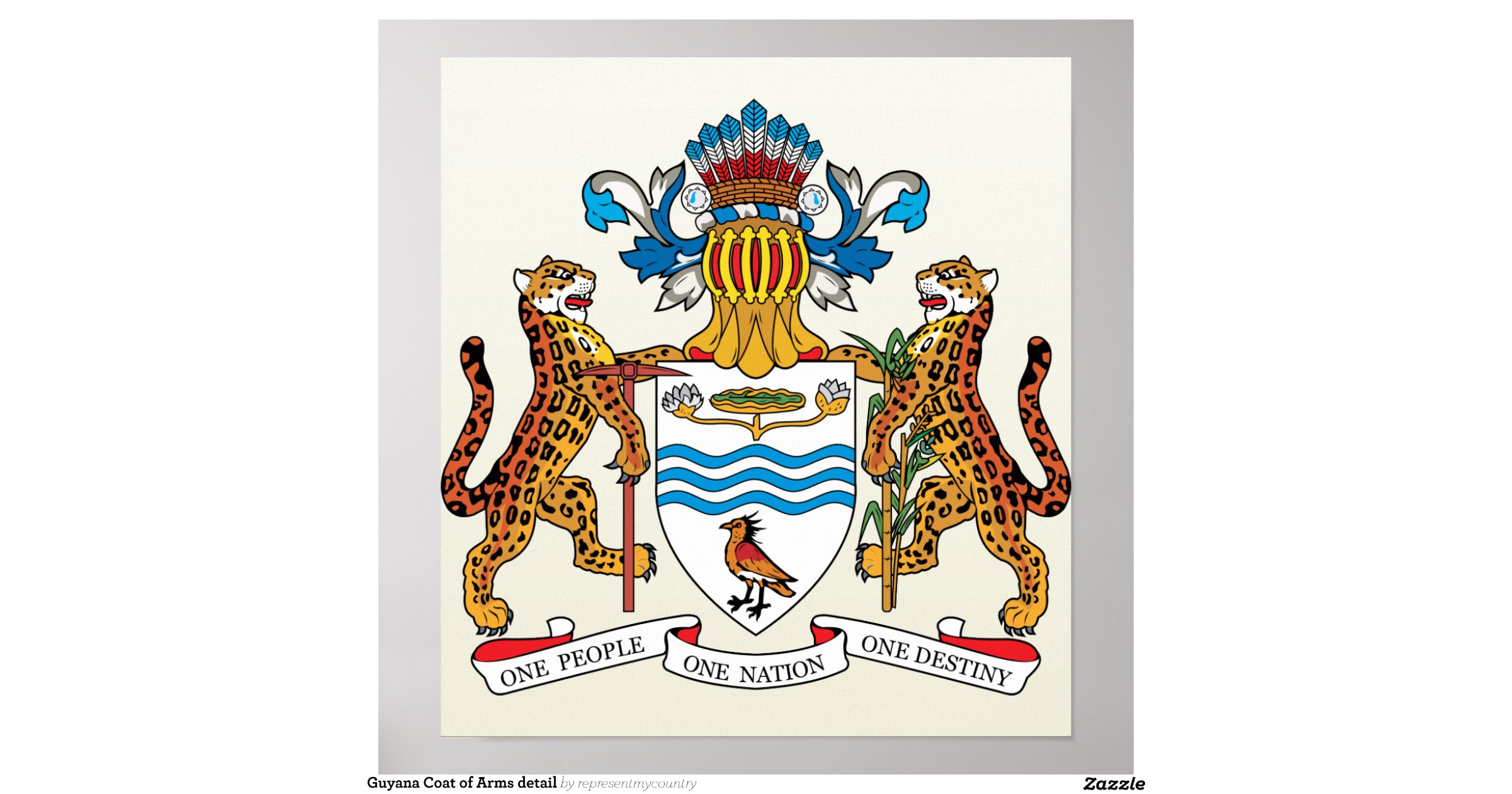 Guyana Coat of Arms detail Poster Zazzle