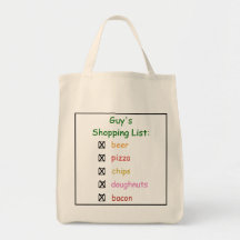 Guy's Funny Grocery Shopping List Bag