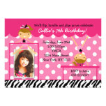 Gymnast Gymnastics Birthday Party Invitation Zebra
