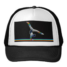 Gymnast on a Rainbow Beam Mesh Hats