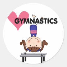 GYMNASTICS - Brunette Girl Handstands Round Sticker
