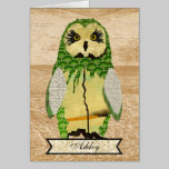 Gypsy Jade Owl Personalized Notecard cards