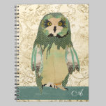 Gypsy Polkadot Owl Monogram Notebook notebooks
