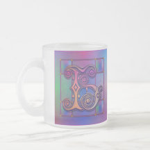H Initial "Blue Rain Glass" Mugs Cups Steins
