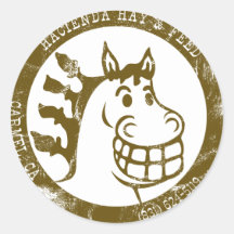 Hacienda Hay & Feed Brown Faded logo Round Sticker