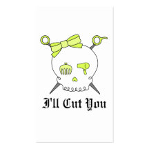 Hair Accessory Skull & Scissors (Yellow) Business Card Template