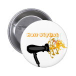 Hair Dryer with  Flowers Pinback Buttons