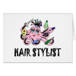 Hair Stylist Black and Pink Octopus Greeting Cards