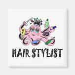 Hair Stylist Black and Pink Octopus Magnet