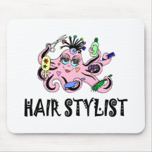 Hair Stylist Black and Pink Octopus Mousepad