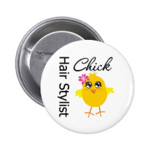 Hair Stylist Chick Buttons