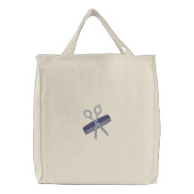 Hair Stylist Customisable Totes - Blue Embroidered Bag