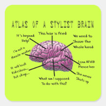 Hair Stylist Gifts "Atlas of a Stylist Brain" Square Stickers