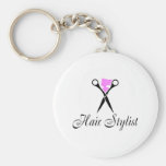 Hair Stylist (Pink/Scissors) Keychain