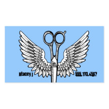 hair stylist scissors wings tattoo retro cosmo business card templates