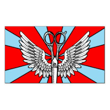 hair stylist scissors wings tattoo retro cosmo business cards