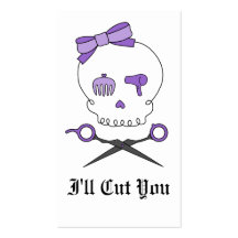 Hair Stylist Skull & Scissor Crossbones - Purple Business Card Templates